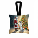 Borzoi and Santa Claus Hanging Square Fabric Ornament 3.5 × 3.5