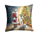 Borzoi and Santa Claus Throw Pillow