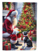 Boston Terrier and Santa Claus House Flag