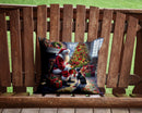 Boston Terrier and Santa Claus Throw Pillow - 14x14 Decorative Pillow – Art for Your Home & Patio