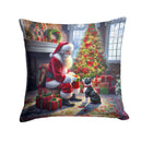 Boston Terrier and Santa Claus Throw Pillow - 14x14 Decorative Pillow – Art for Your Home & Patio