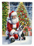 Boston Terrier and Santa Claus House Flag