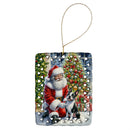 Boston Terrier and Santa Claus Porcelain Ornament