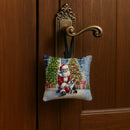 Boston Terrier and Santa Claus Hanging Square Fabric Ornament 3.5 × 3.5