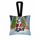 Boston Terrier and Santa Claus Hanging Square Fabric Ornament 3.5 × 3.5