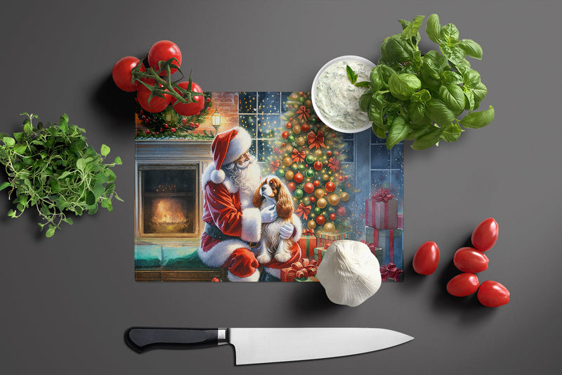 Cavalier Spaniel and Santa Claus Glass Cutting Boards – Durable, Decorative Kitchen Art