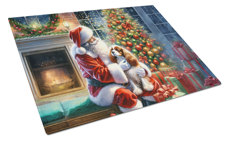 Cavalier Spaniel and Santa Claus Glass Cutting Boards – Durable, Decorative Kitchen Art