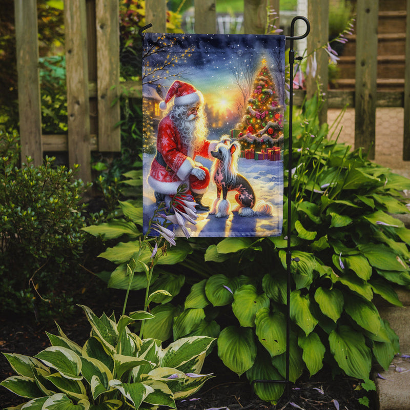 Chinese Crested with Santa Garden Flag – Christmas Dog Yard Decor