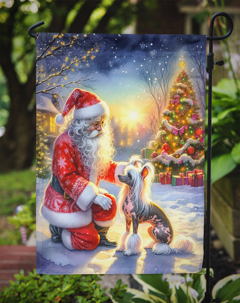Chinese Crested with Santa Garden Flag – Christmas Dog Yard Decor