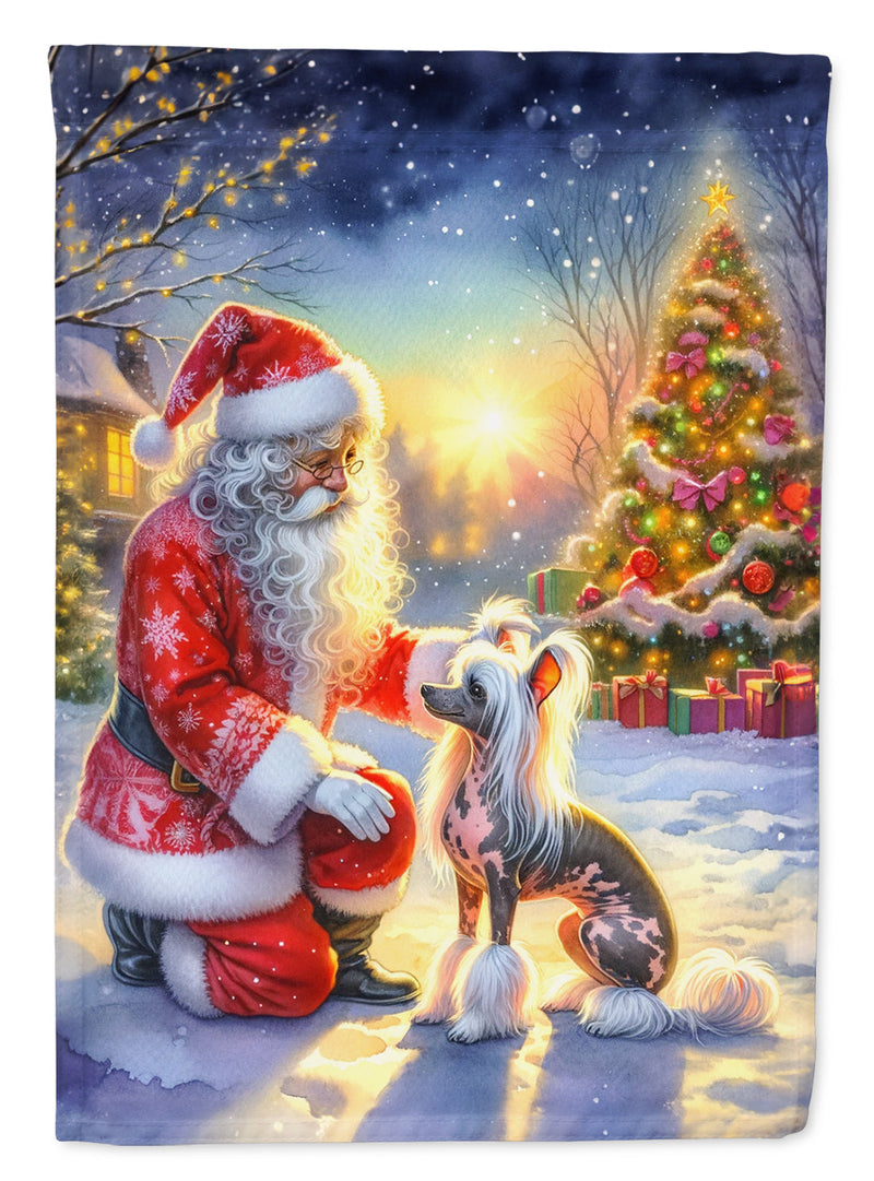 Chinese Crested with Santa Garden Flag – Christmas Dog Yard Decor