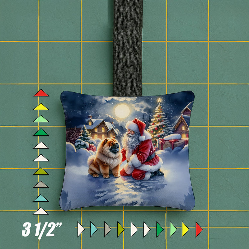 Chow Chow and Santa Claus Hanging Square Fabric Ornament 3.5 × 3.5