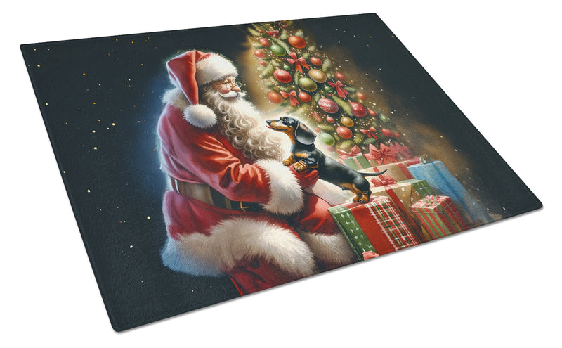 Dachshund and Santa Claus Glass Cutting Boards – Durable, Decorative Kitchen Art