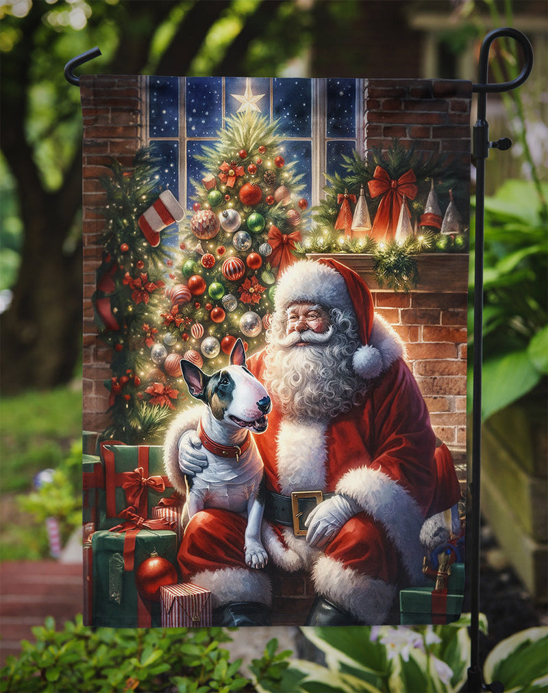 English Bull Terrier with Santa Garden Flag – Christmas Dog Yard Decor