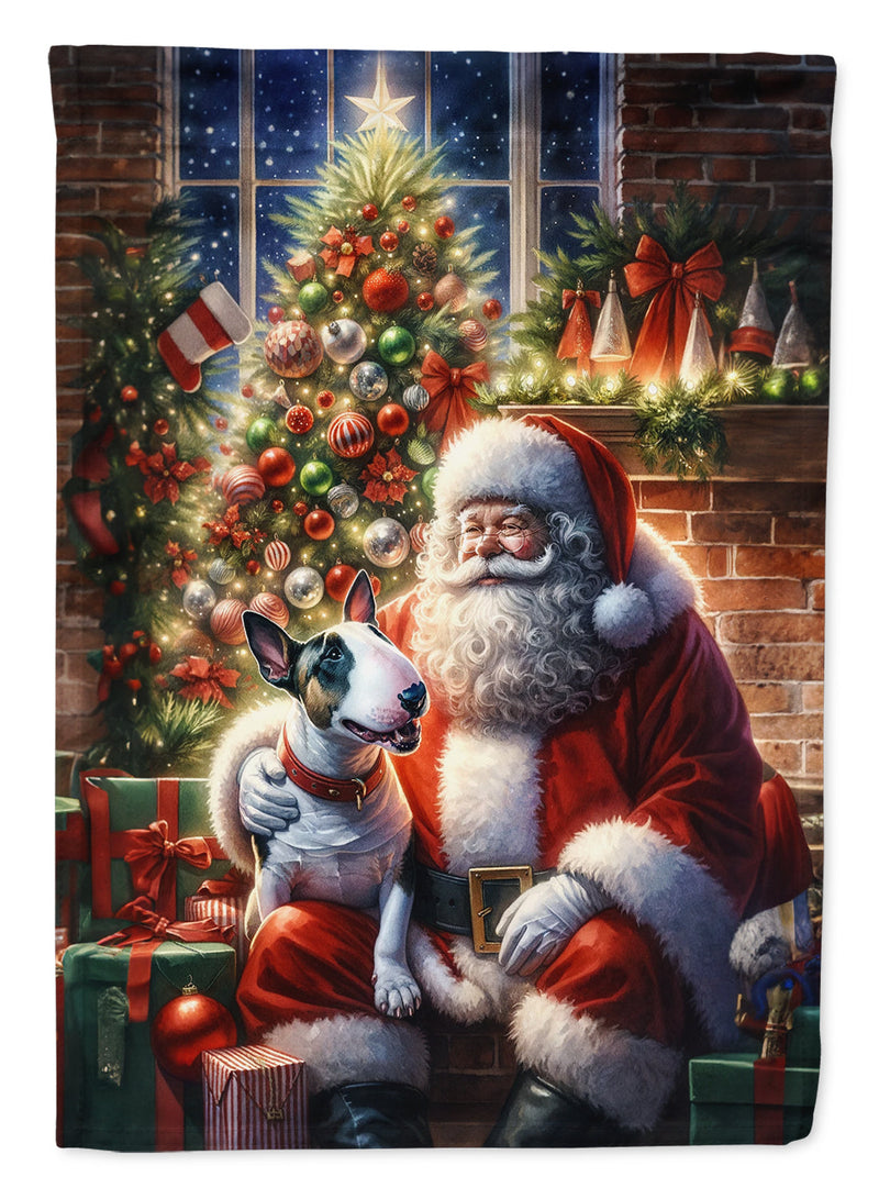 English Bull Terrier with Santa Garden Flag – Christmas Dog Yard Decor