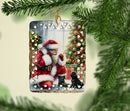 Black Pug and Santa Claus Porcelain Ornament