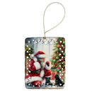 Black Pug and Santa Claus Porcelain Ornament