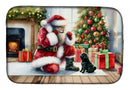 Black Pug and Santa Claus Dish Drying Mat