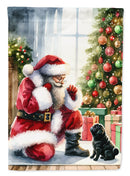 Black Pug with Santa Garden Flag – Christmas Dog Yard Decor