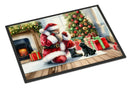 Black Pug and Santa Claus Doormat-24x36 Indoor / Outdoor Rug | Made in USA