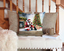Black Pug and Santa Claus Throw Pillow - 14x14 Decorative Pillow – Art for Your Home & Patio