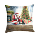 Black Pug and Santa Claus Throw Pillow - 14x14 Decorative Pillow – Art for Your Home & Patio