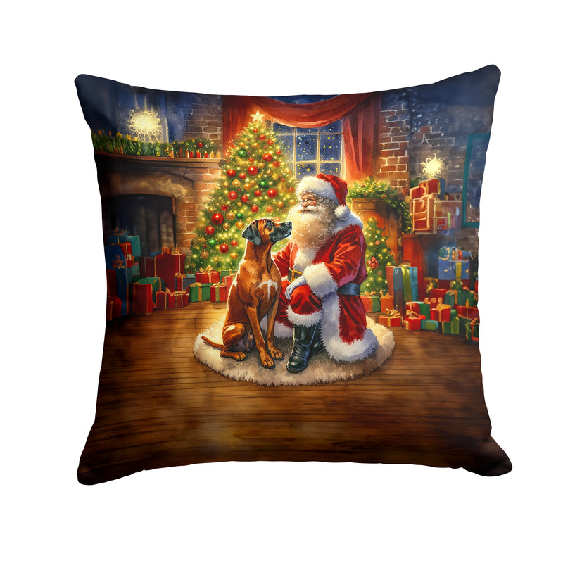 Rhodesian Ridgeback and Santa Claus Throw Pillow