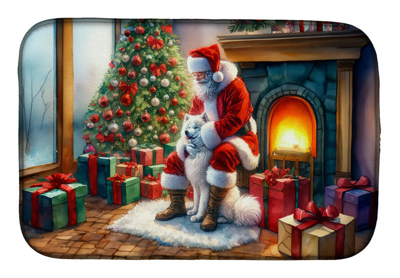 Samoyed and Santa Claus Dish Drying Mat