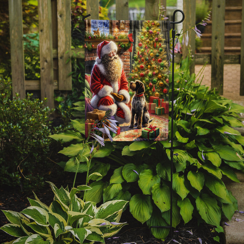 Wirehaired Pointing Griffon with Santa Garden Flag – Christmas Dog Yard Decor