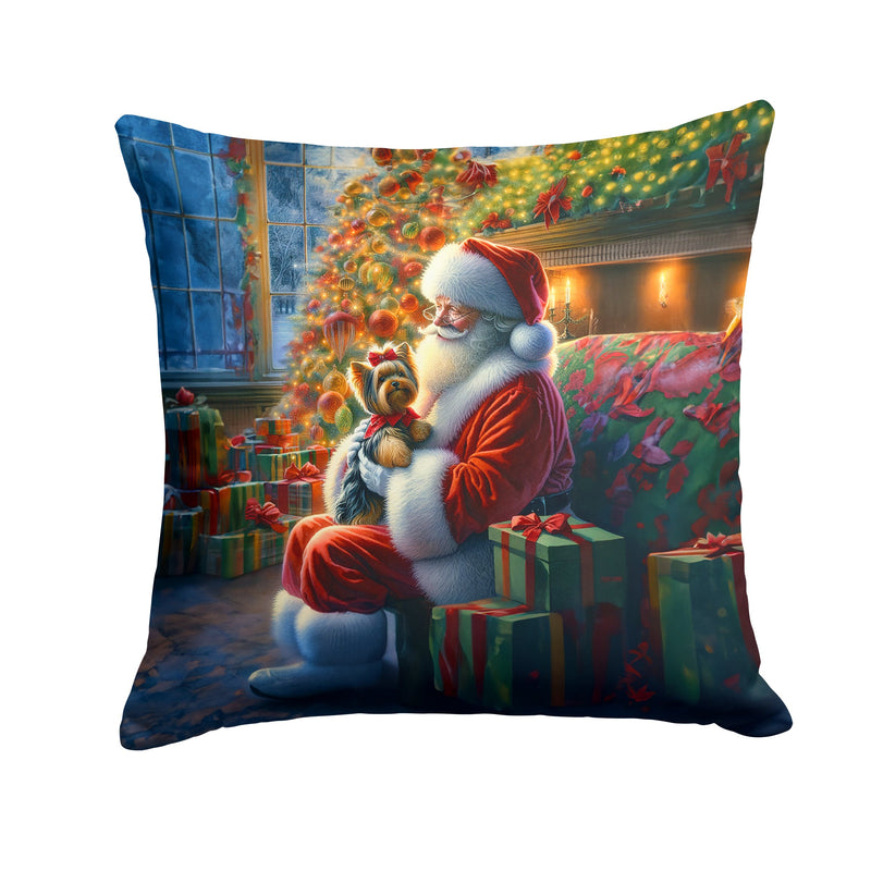 Yorkshire Terrier Yorkie and Santa Claus Throw Pillow