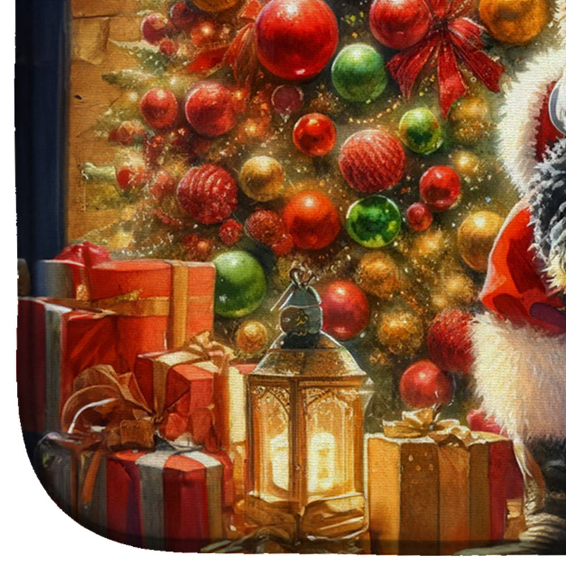 Yorkshire Terrier Yorkie and Santa Claus Dish Drying Mat