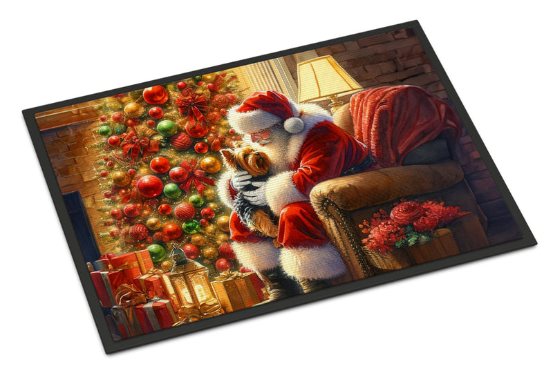 Yorkshire Terrier Yorkie and Santa Claus Doormat