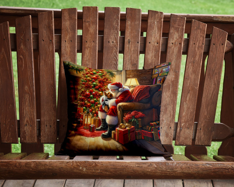 Yorkshire Terrier Yorkie and Santa Claus Throw Pillow