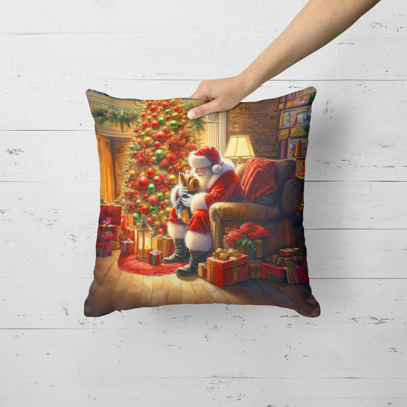 Yorkshire Terrier Yorkie and Santa Claus Throw Pillow