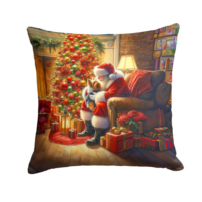 Yorkshire Terrier Yorkie and Santa Claus Throw Pillow