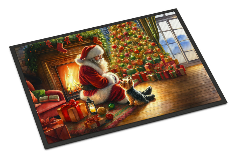 Yorkshire Terrier Yorkie and Santa Claus Doormat