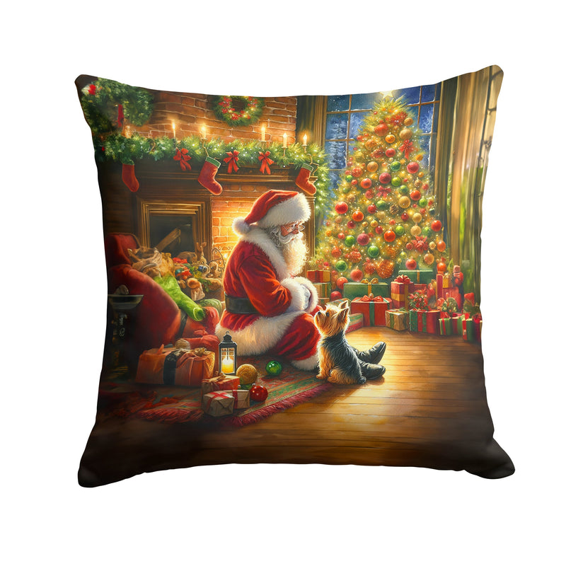 Yorkshire Terrier Yorkie and Santa Claus Throw Pillow