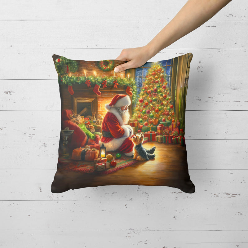 Yorkshire Terrier Yorkie and Santa Claus Throw Pillow