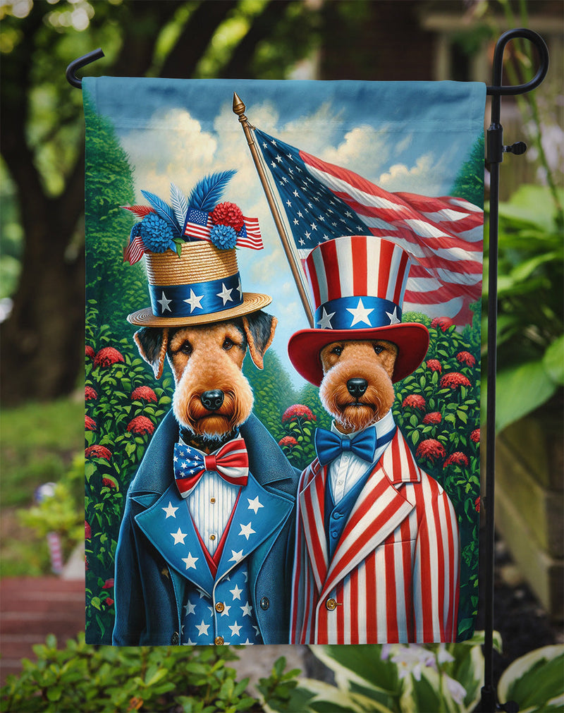 All American Airedale Terrier Garden Flag –  Dogs with American Flag Background by Caroline’s Treasures