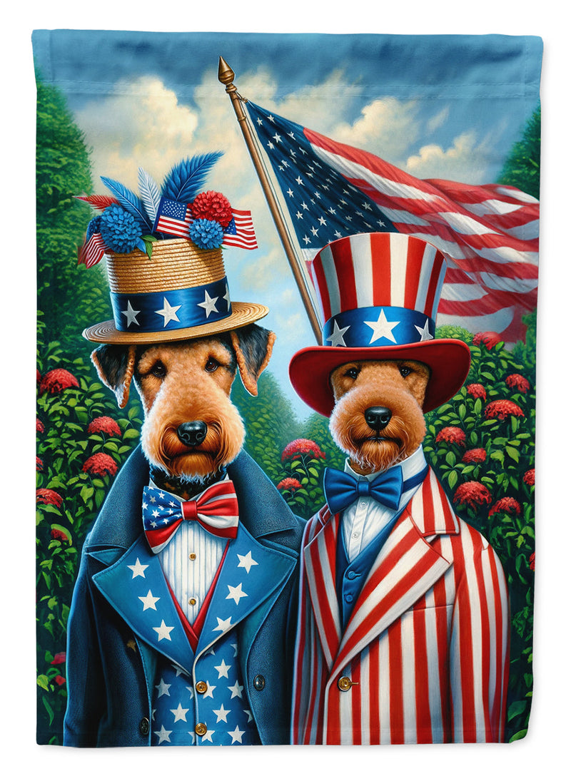 All American Airedale Terrier Garden Flag –  Dogs with American Flag Background by Caroline’s Treasures
