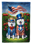 All American American Eskimo Garden Flag –  Dogs with American Flag Background by Caroline’s Treasures