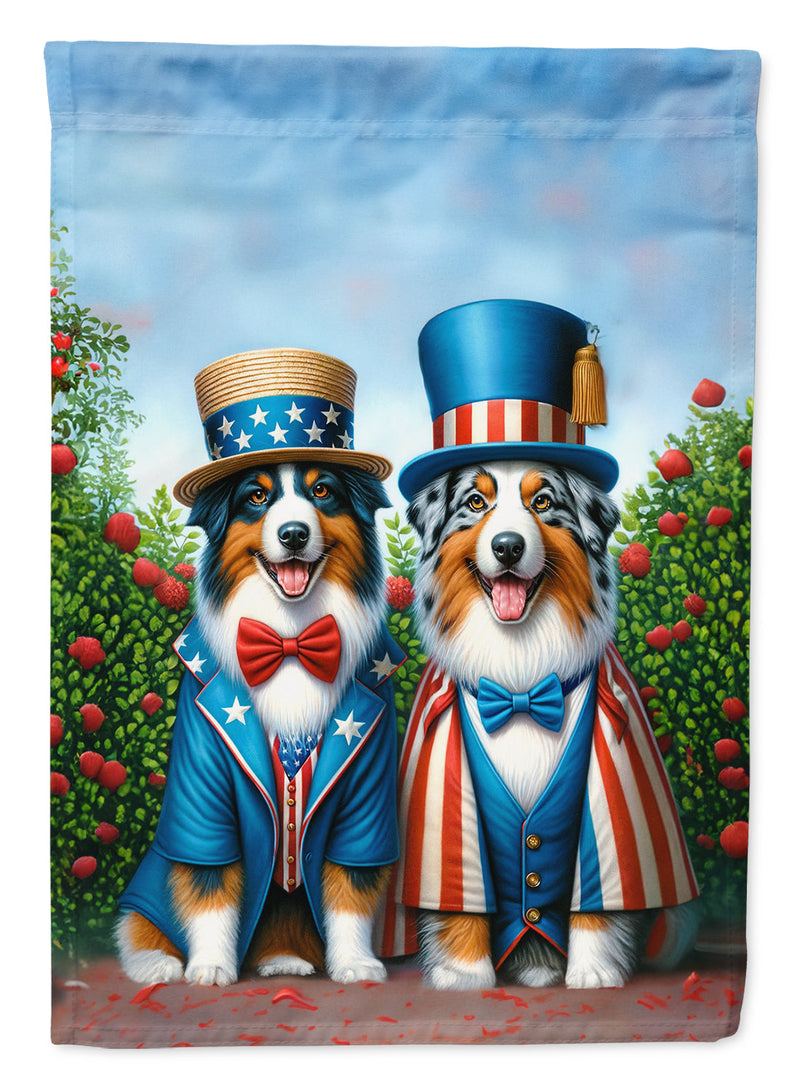 All American Australian Shepherd Garden Flag –  Dogs with American Flag Background by Caroline’s Treasures