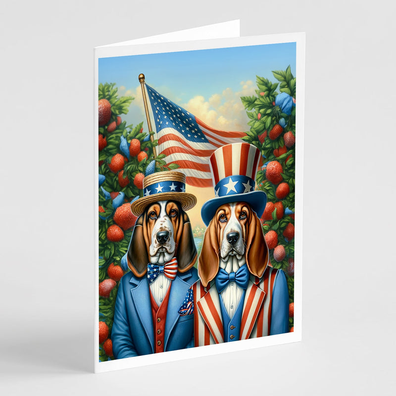 All American Basset Hound Greeting Cards Pack of 8