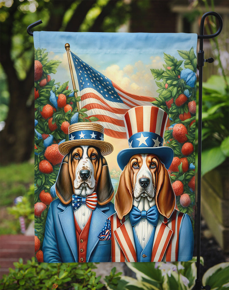 All American Basset Hound Garden Flag –  Dogs with American Flag Background by Caroline’s Treasures