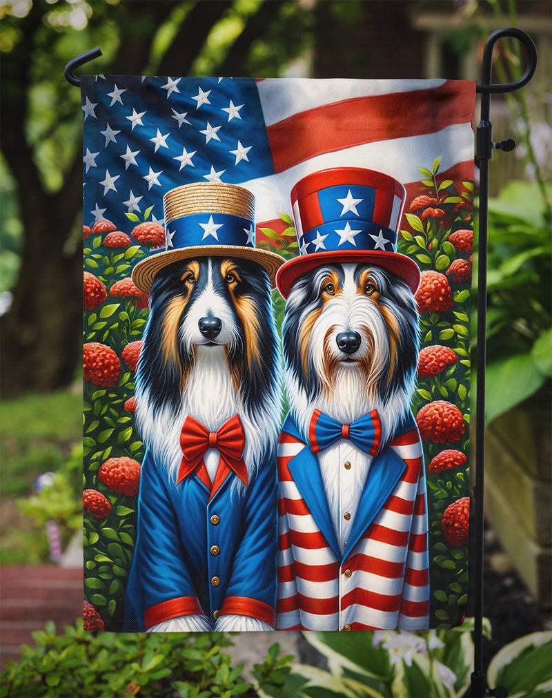 All American Bearded Collie Garden Flag –  Dogs with American Flag Background by Caroline’s Treasures
