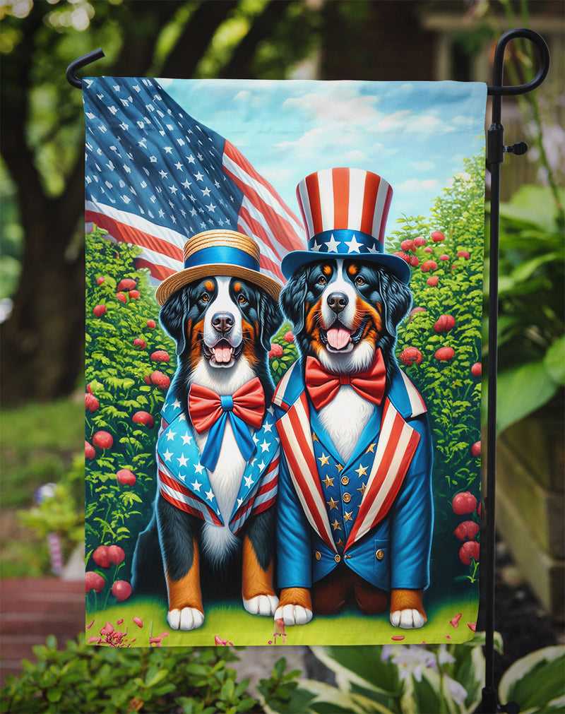 All American Bernese Mountain Dog Garden Flag –  Dogs with American Flag Background by Caroline’s Treasures