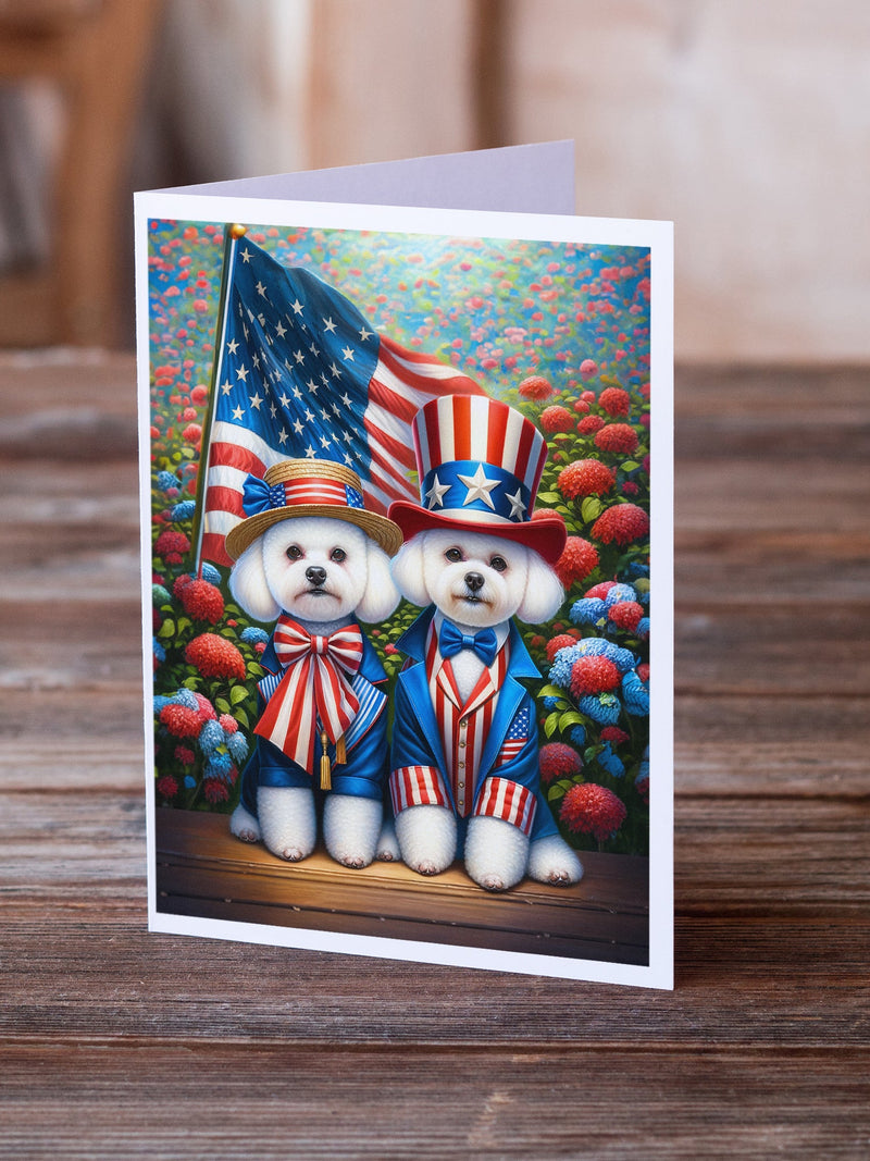 All American Bichon Frise Greeting Cards Pack of 8