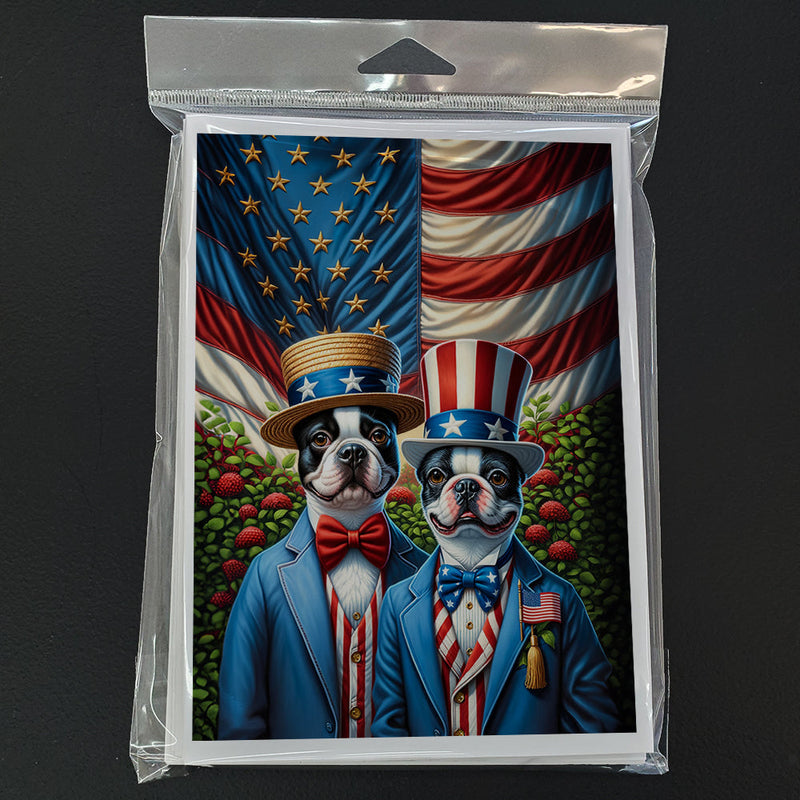 All American Boston Terrier Greeting Cards Pack of 8