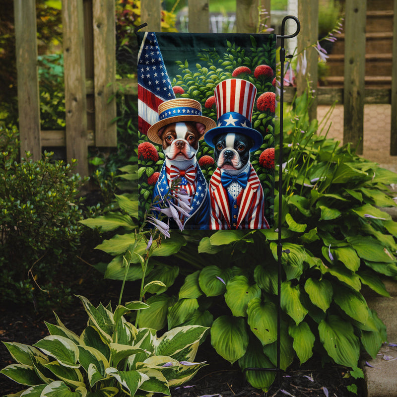 All American Boston Terrier Garden Flag –  Dogs with American Flag Background by Caroline’s Treasures