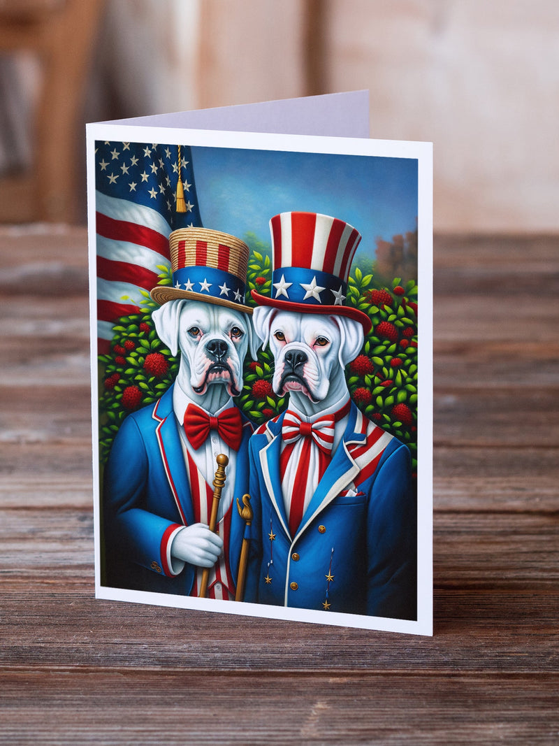 All American White Boxer Greeting Cards Pack of 8