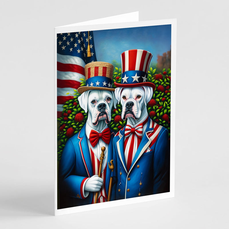 All American White Boxer Greeting Cards Pack of 8